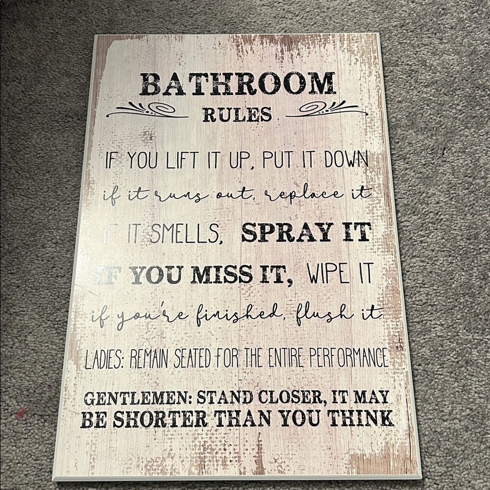 Stupell Bathroom Rules Decorative Sign